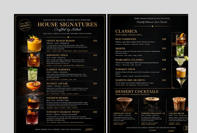 create custom cocktail recipes and bar menus